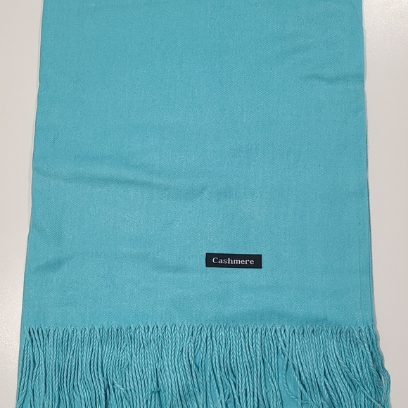 Cashmere Scarfs Scarves Wraps Teal And Salmon Color Left - Picture 2 of 3